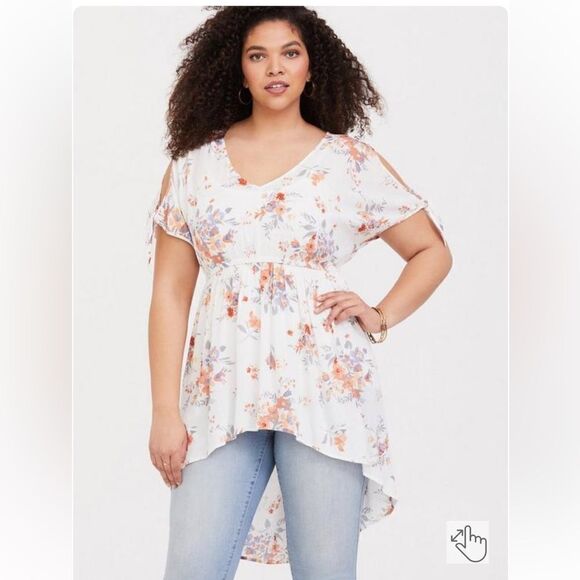 TORRID Babydoll Gauze Tunic Top, size 1, size 14-16, 1X - Picture 1 of 11